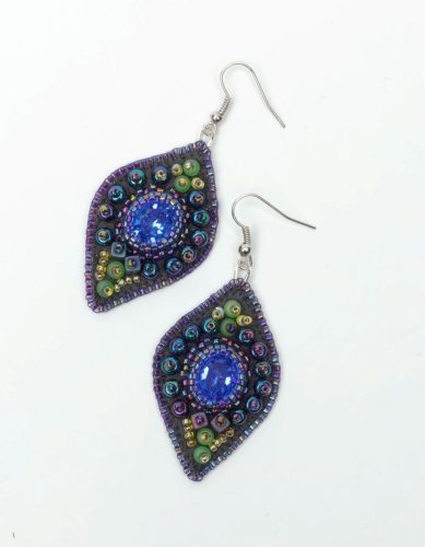 Peacock felted and beaded necklace and earrings - Julie Roberts